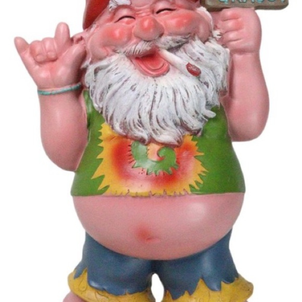 Ebros Free Spirited Hippie Garden Old Fat Mr Gnome Statue Keep On The Grass - Picture 3 of 7